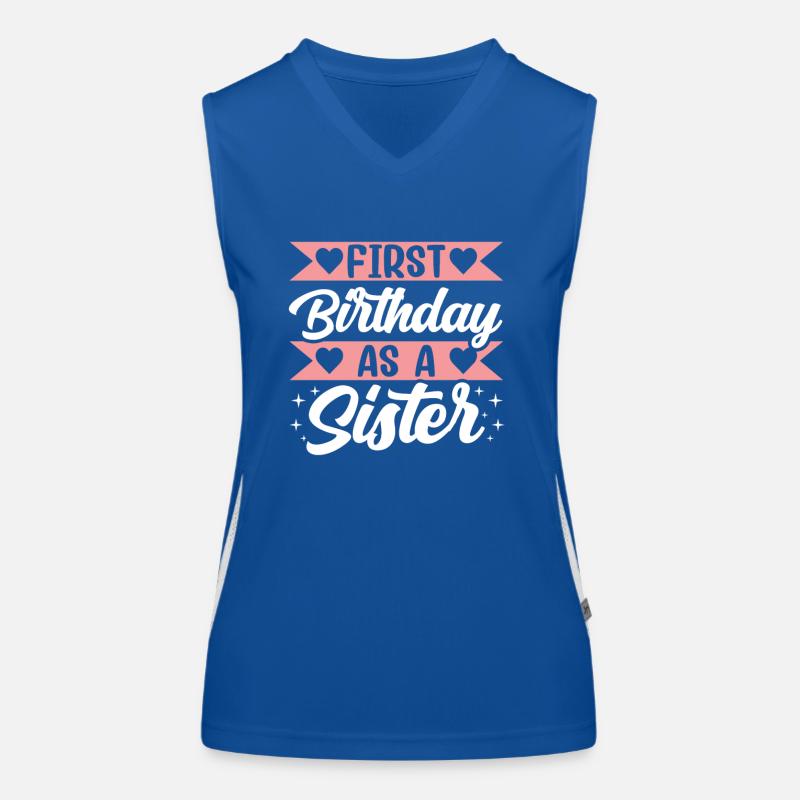 Erster Geburtstag Als Schwester Sprüche Schwanger Funktionelles Kontrast-Tank Top für Frauen