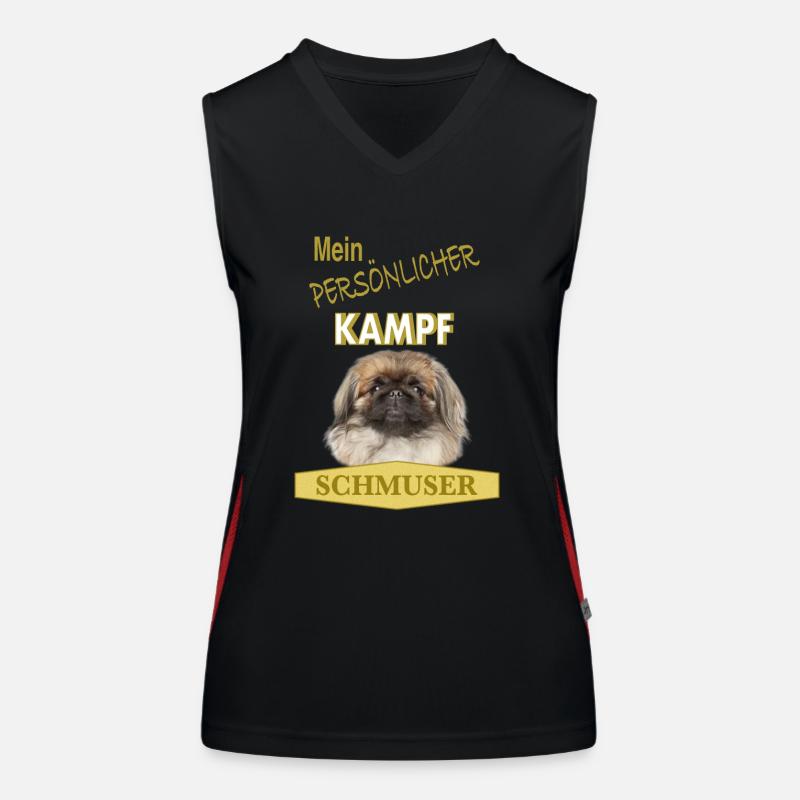 Persönlicher Kampfschmuser - Pekingese Funktionelles Kontrast-Tank Top für Frauen