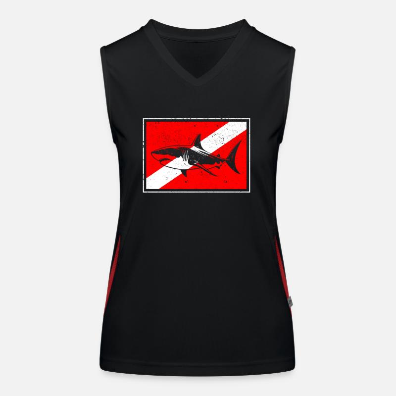 Dive Shark Diver Down Flag Scuba Diving Master Funktionelles Kontrast-Tank Top für Frauen