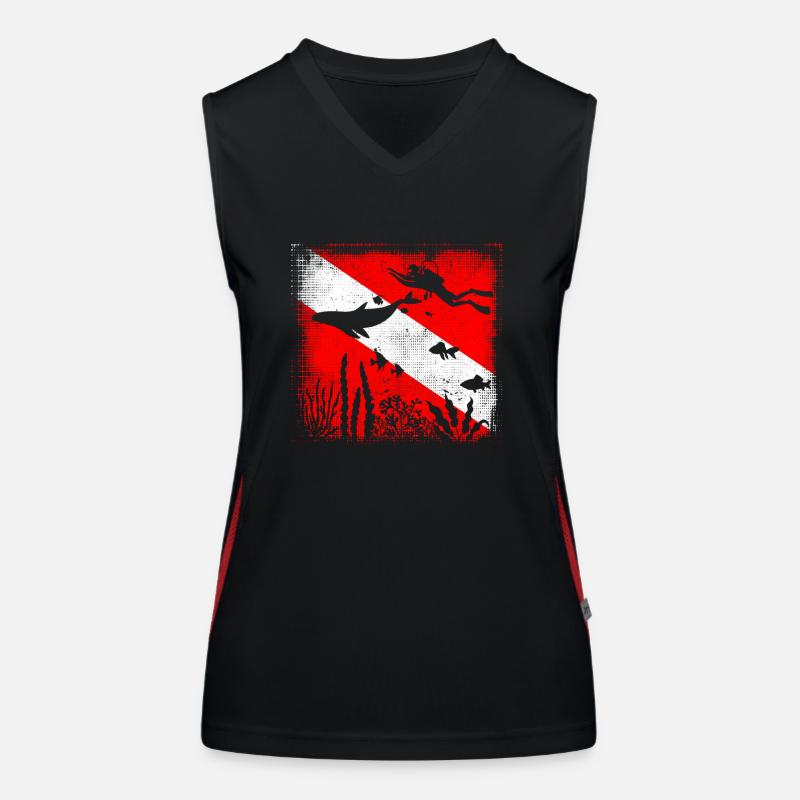 Scuba Dive Flag Deep Diving Divemaster Instructeur Débardeur respirant contrasté Femme