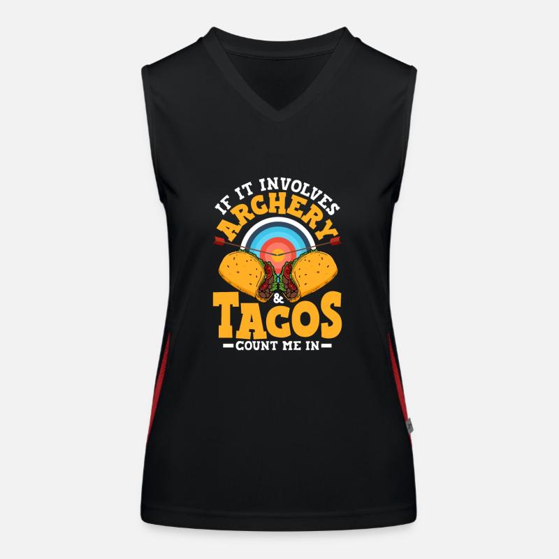 If It Involves Archery & Tacos Count Me In Archer Funktionelles Kontrast-Tank Top für Frauen