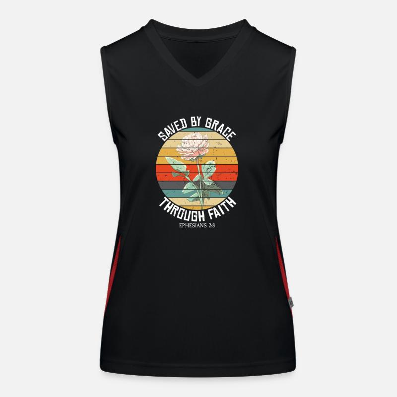 Saved By Grace Ephesians Scripture Christian Quote Women's Functional Contrast Tank Top