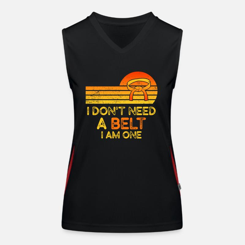 Ich brauche keinen Gürtel, ich bin ein Karate Funktionelles Kontrast-Tank Top für Frauen