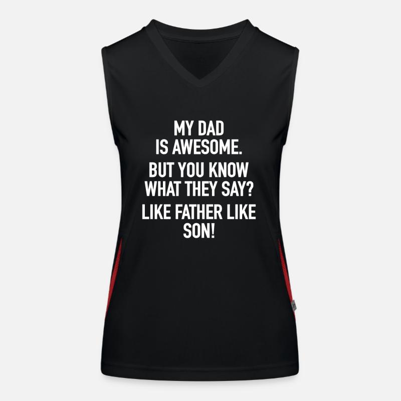Vater & Söhne Nachwuchs Kleinkind Sohn Spruch Funktionelles Kontrast-Tank Top für Frauen