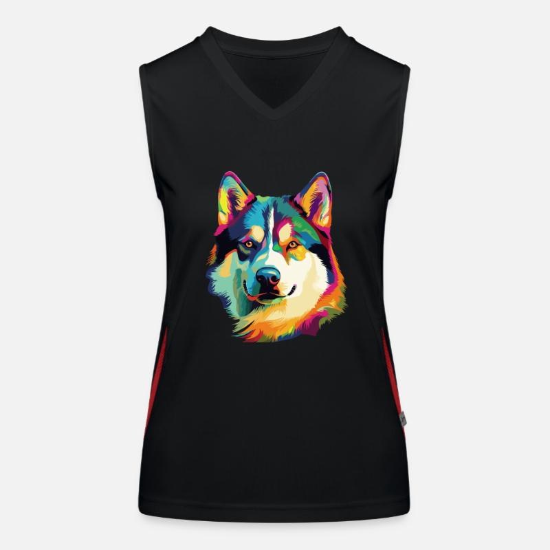 Husky Hund Bunt Funktionelles Kontrast-Tank Top für Frauen