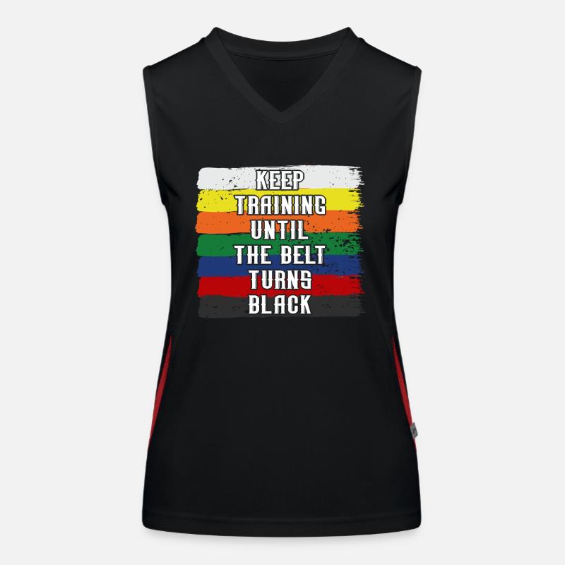 Trainiere weiter, bis der Gürtel schwarz wird Kampfkünste Funktionelles Kontrast-Tank Top für Frauen