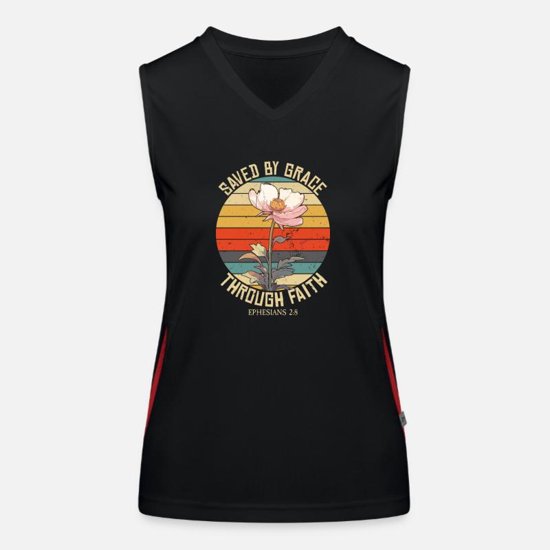 Saved By Grace Ephesians Scripture Chapter Bible Women's Functional Contrast Tank Top