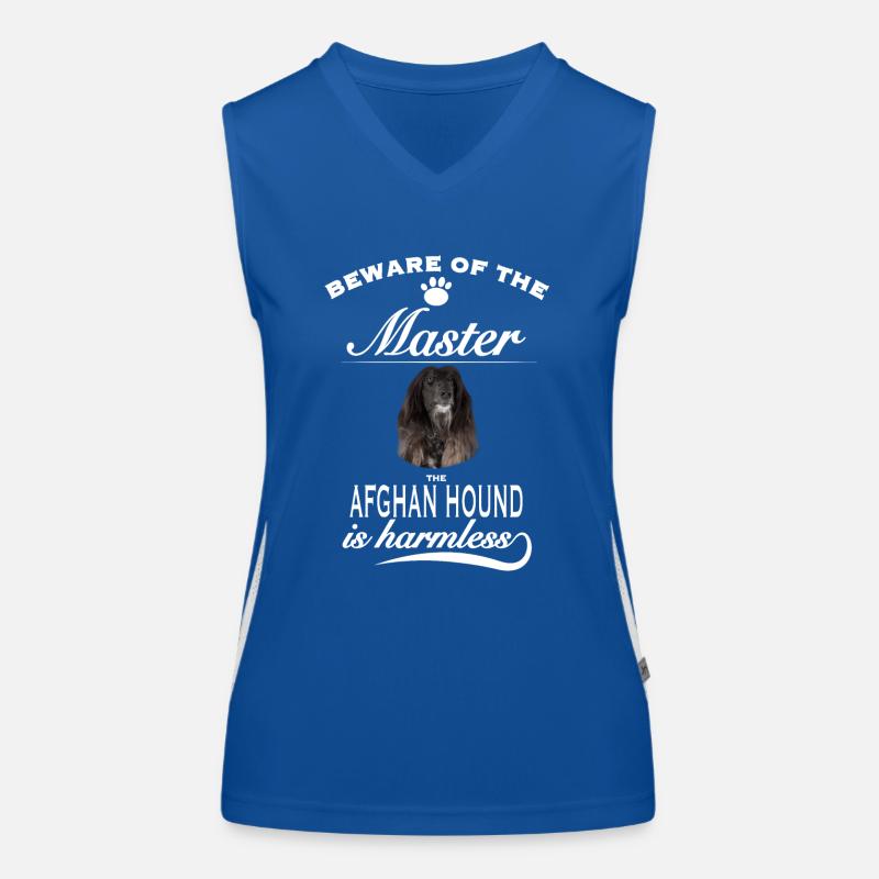Beware of the master, harmless Afghan Hound Funktionelles Kontrast-Tank Top für Frauen