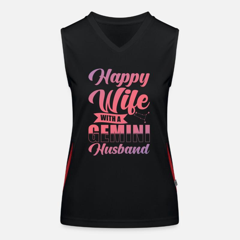 Femme heureuse Gémeaux avec mari Verseau Débardeur respirant contrasté Femme