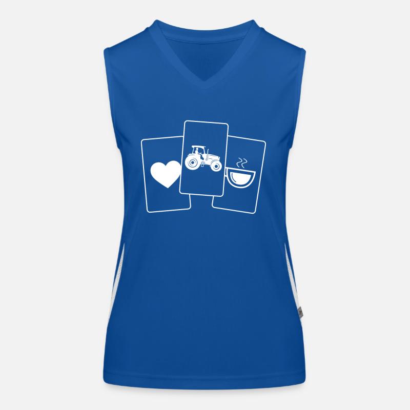 Heart - Coffee - Tractor Operator - Heart - Coffee - Cow Women's Functional Contrast Tank Top