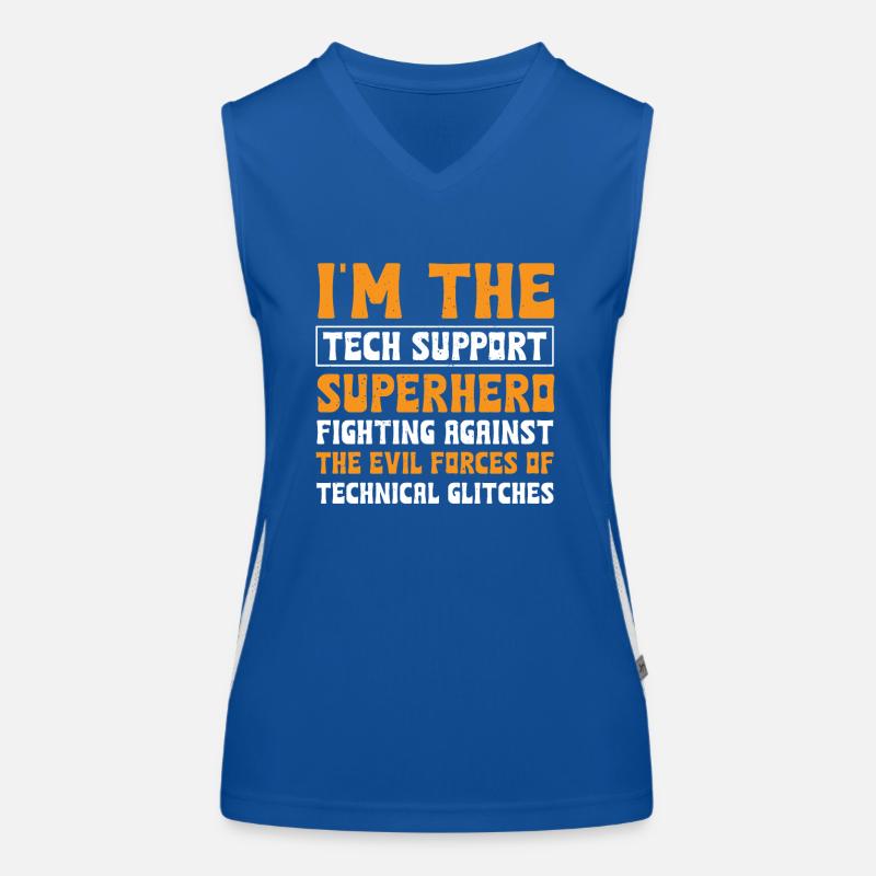 Technischer Support Superheld Funktionelles Kontrast-Tank Top für Frauen