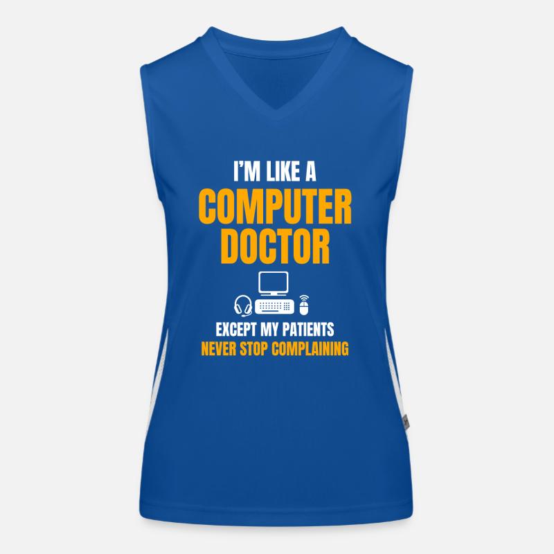Drôle de support informatique Conception Docteur en informatique Débardeur respirant contrasté Femme