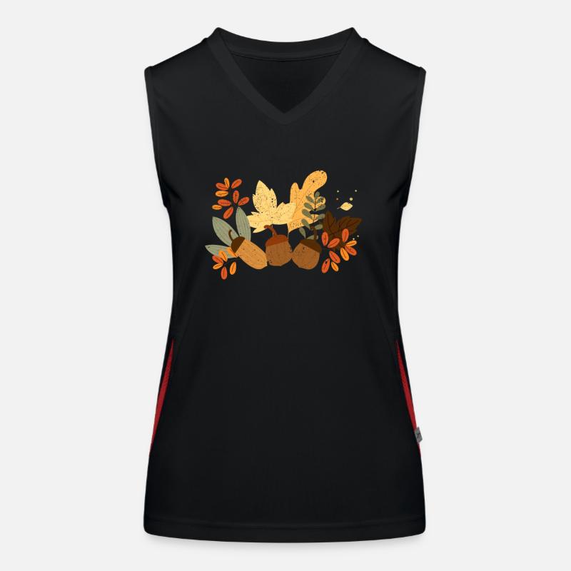 Herbstblätter Eicheln Herbst Eichhörnchen Ernte Funktionelles Kontrast-Tank Top für Frauen