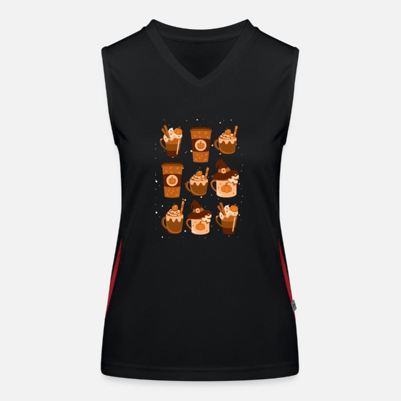 Herbst Kaffee Pumpkin Spice Latte Herbstblätter Funktionelles Kontrast-Tank Top für Frauen