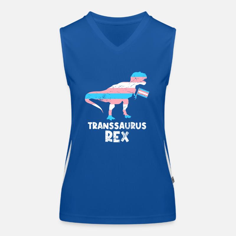 Dinosaure Transsaurus rex dans un drapeau transgenre Débardeur respirant contrasté Femme
