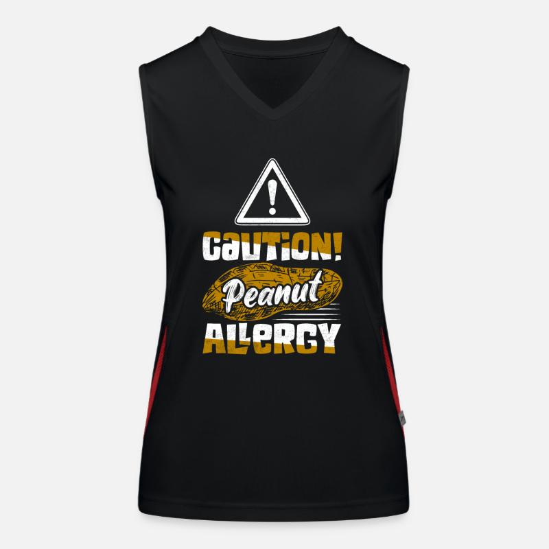 Caution! Peanut Allergy Nut Allergic Awareness Women's Functional Contrast Tank Top