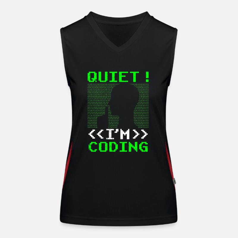 Leise Ich Programmiere Coding Coder Programmieren Funktionelles Kontrast-Tank Top für Frauen