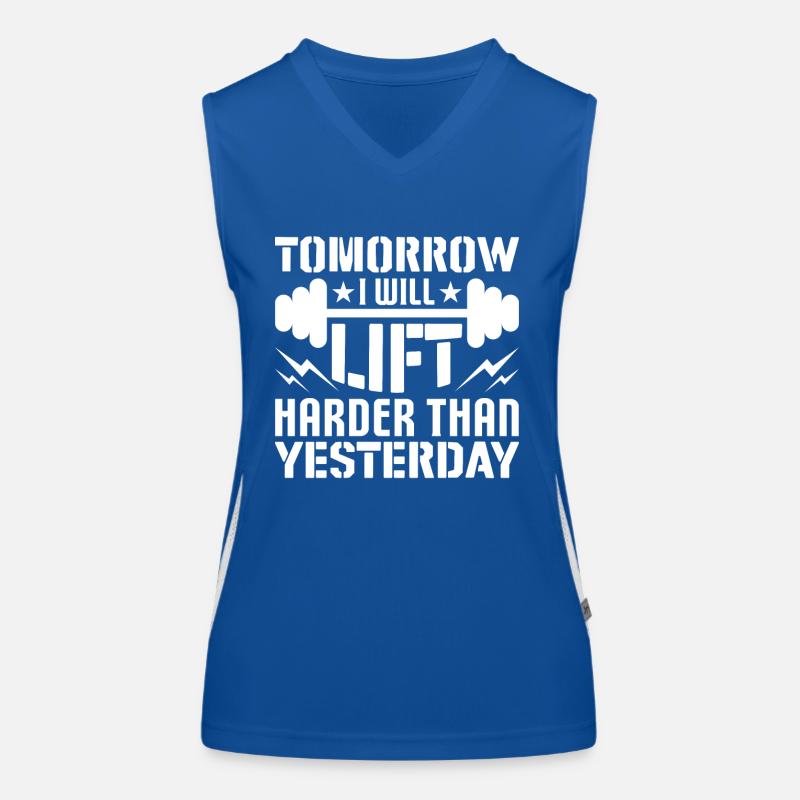 Morgen werde ich härter heben als gestern - Funktionelles Kontrast-Tank Top für Frauen