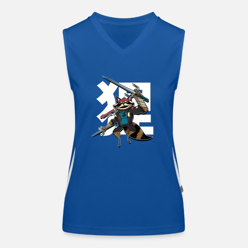 Samurai-Waschbär Funktionelles Kontrast-Tank Top für Frauen