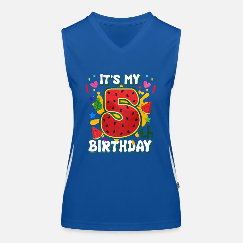 5. Geburtstag Wassermelone Sommer Geschenk Funktionelles Kontrast-Tank Top für Frauen