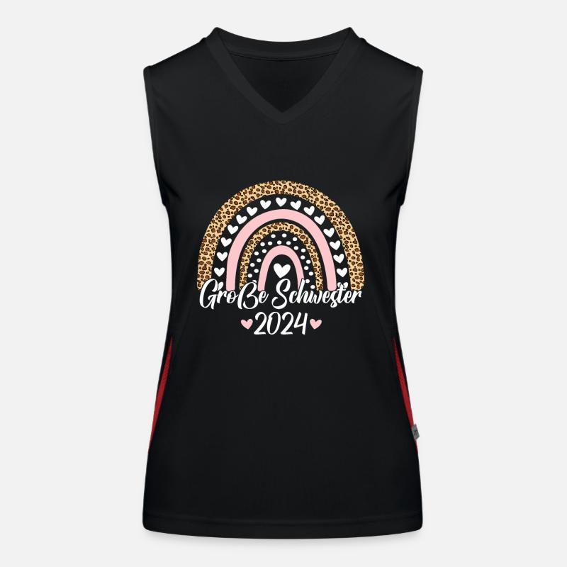 Große Schwester 2024 Boho Regenbogen Design Funktionelles Kontrast-Tank Top für Frauen