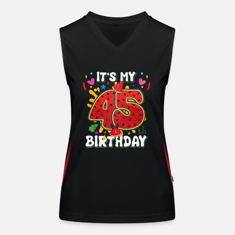 45th Birthday Watermelon Women's Functional Contrast Tank Top