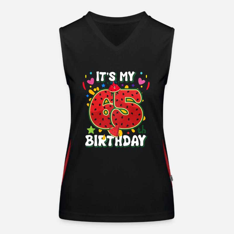 65th Birthday Watermelon Women's Functional Contrast Tank Top