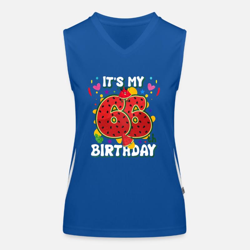 66th Birthday Watermelon Women's Functional Contrast Tank Top