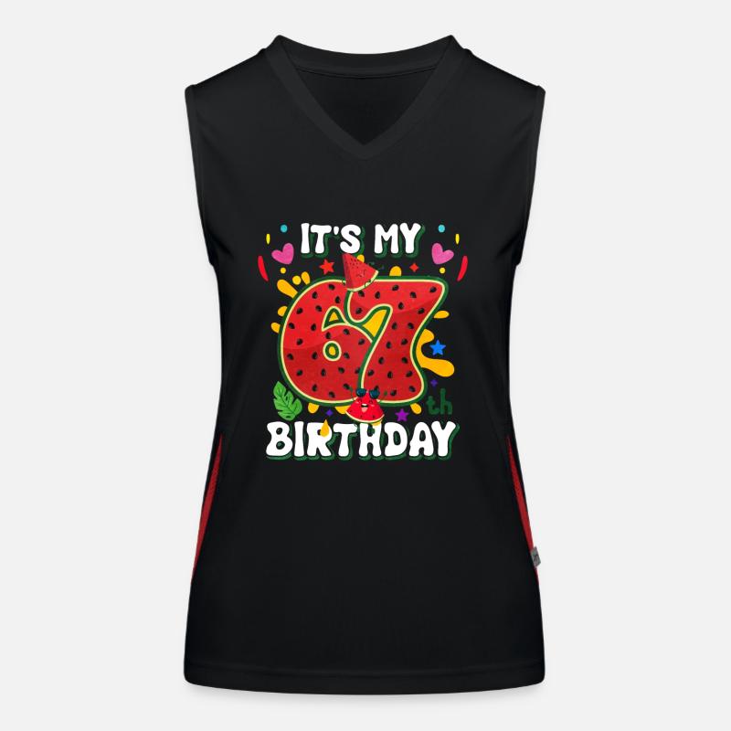 67th Birthday Watermelon Women's Functional Contrast Tank Top