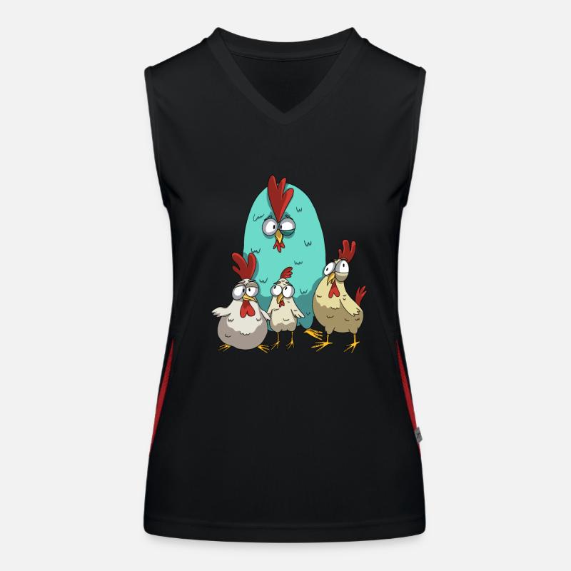 Funny Chickens Chicken Design Chicken Flock with Humor Women's Functional Contrast Tank Top