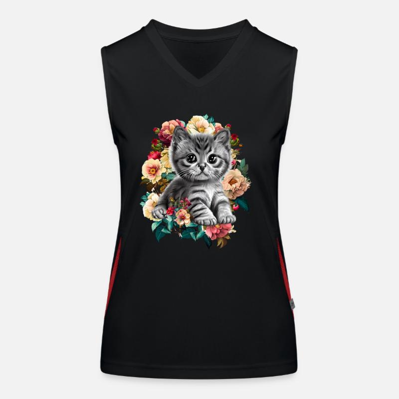 Fleurs de chat Débardeur respirant contrasté Femme