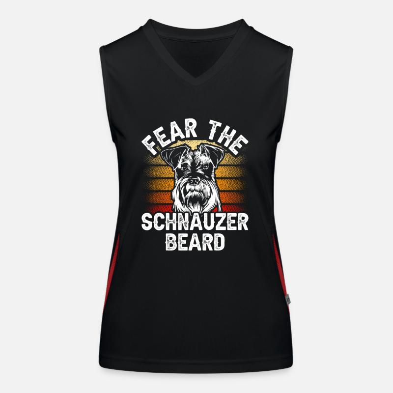 Fürchte Den Schnauzer Bart Sprüche Hund Schnauzers Funktionelles Kontrast-Tank Top für Frauen