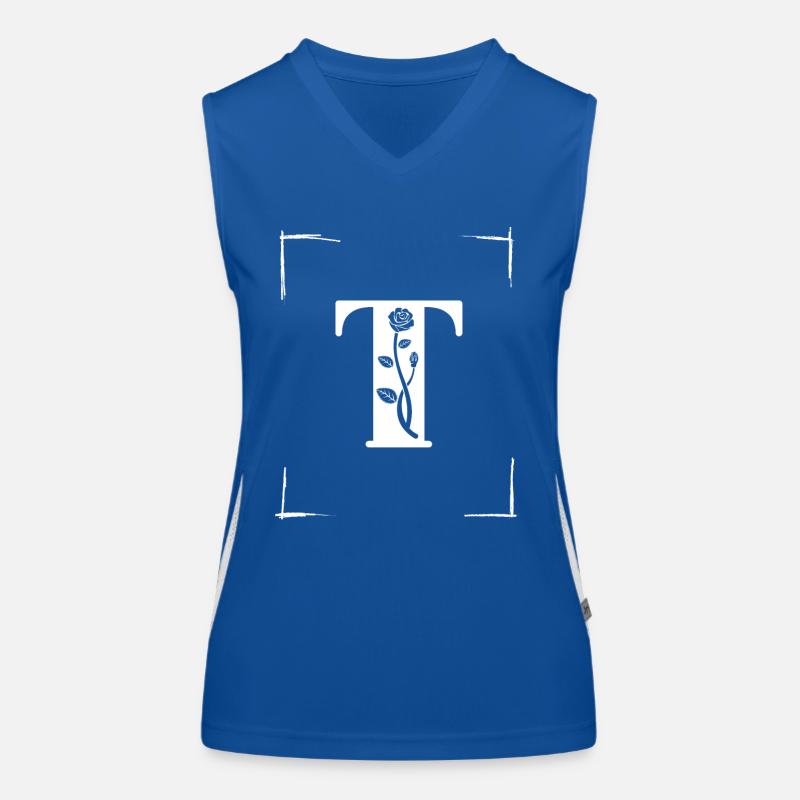 letter T initial Women's Functional Contrast Tank Top