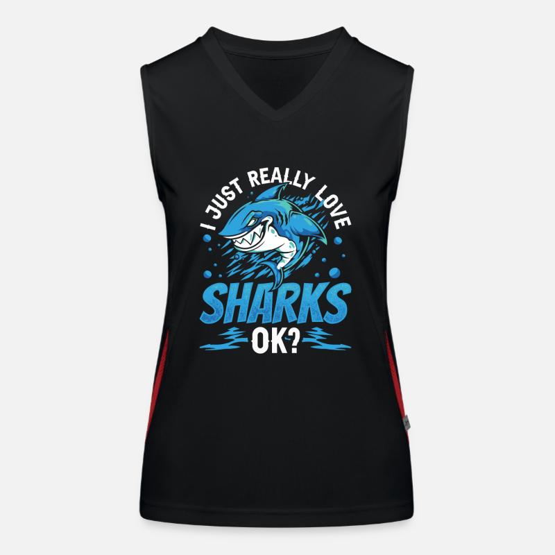 J’aime les requins vraiment ok requin requin dent de requin Débardeur respirant contrasté Femme