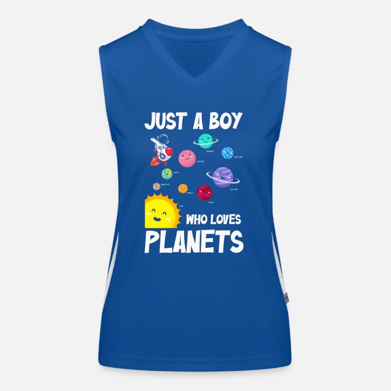 Nur ein Junge, der das Sonnensystem der Planeten liebt Funktionelles Kontrast-Tank Top für Frauen