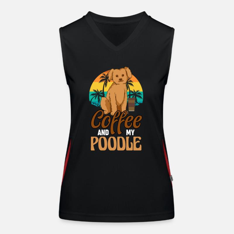 Café et mon propriétaire de chien caniche Débardeur respirant contrasté Femme