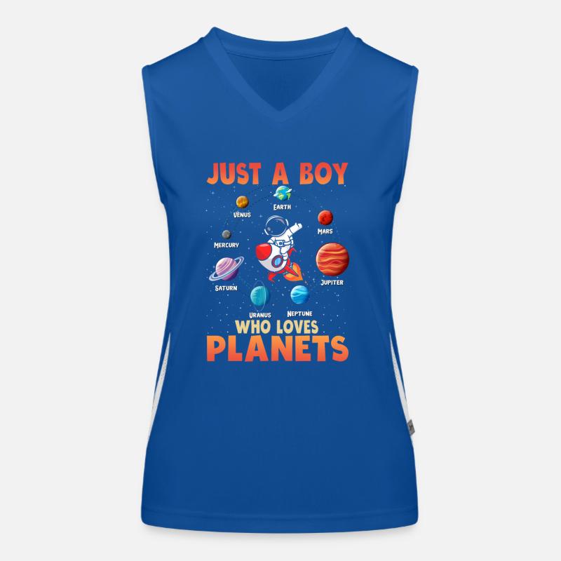 Nur ein Junge, der das Sonnensystem der Planeten liebt Funktionelles Kontrast-Tank Top für Frauen