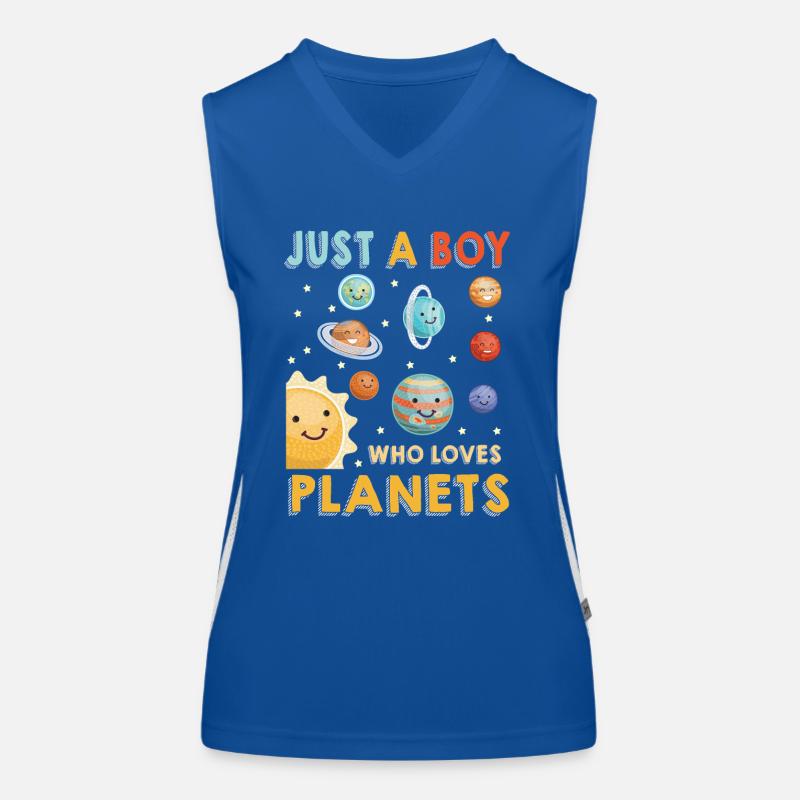 Nur ein Junge, der das Sonnensystem der Planeten liebt Funktionelles Kontrast-Tank Top für Frauen