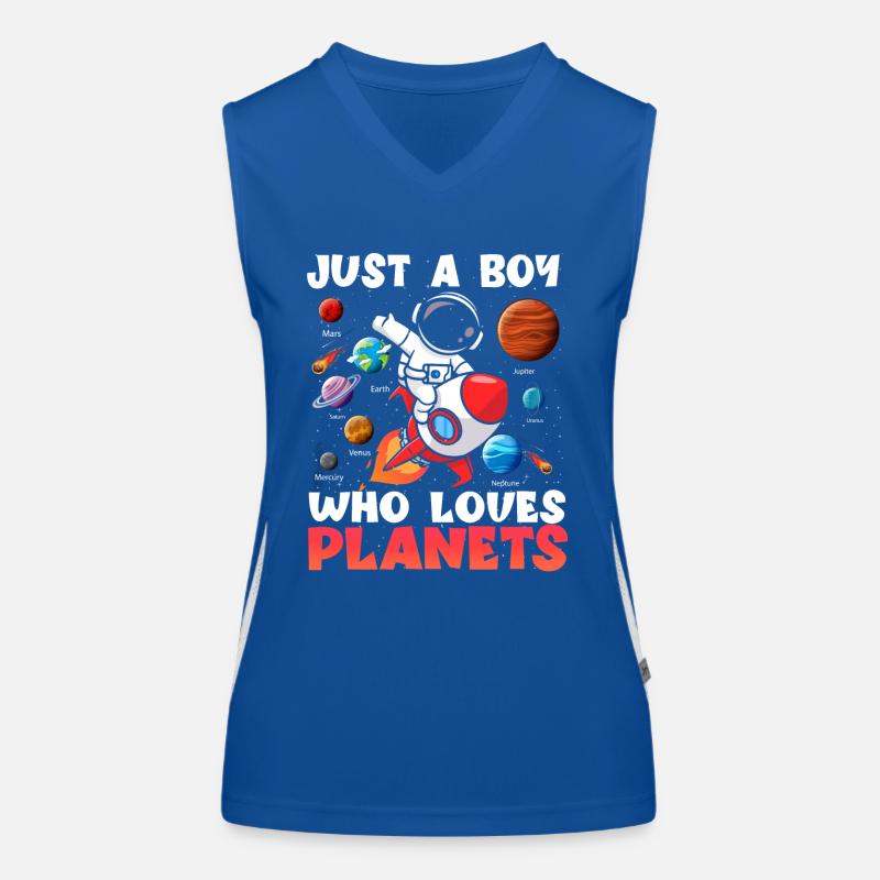 Nur ein Junge, der das Sonnensystem der Planeten liebt Funktionelles Kontrast-Tank Top für Frauen