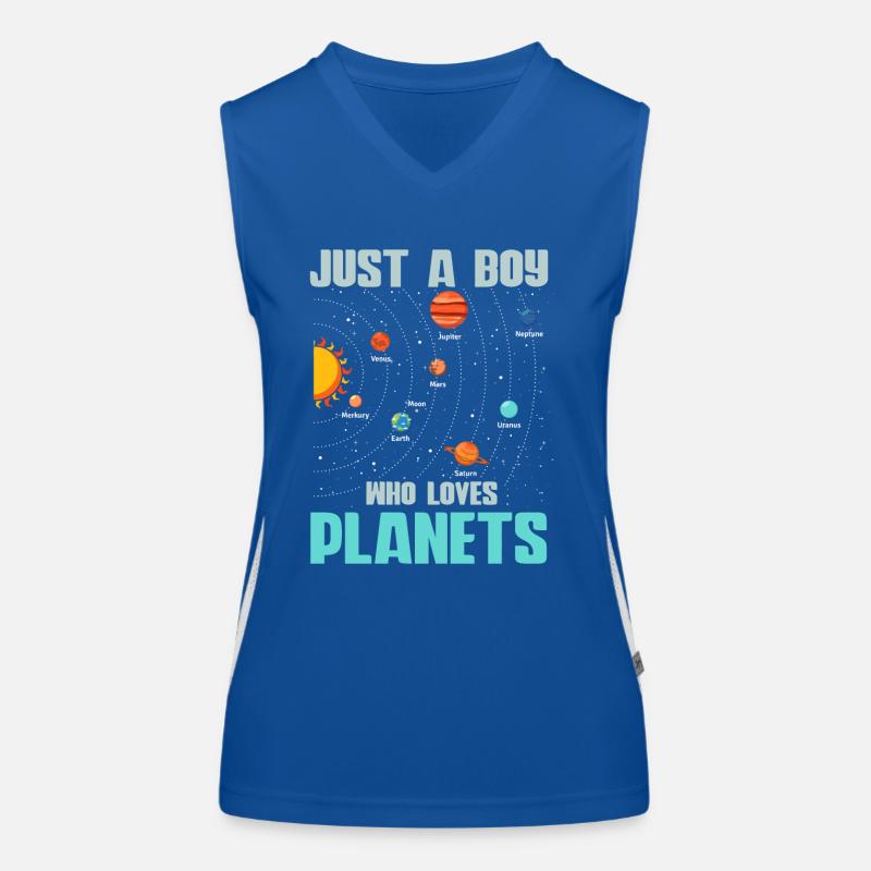 Nur ein Junge, der das Sonnensystem der Planeten liebt Funktionelles Kontrast-Tank Top für Frauen
