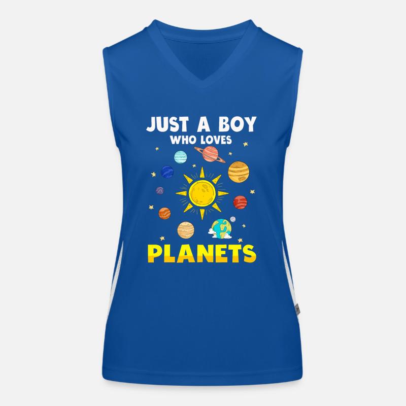 Nur ein Junge, der das Sonnensystem der Planeten liebt Funktionelles Kontrast-Tank Top für Frauen