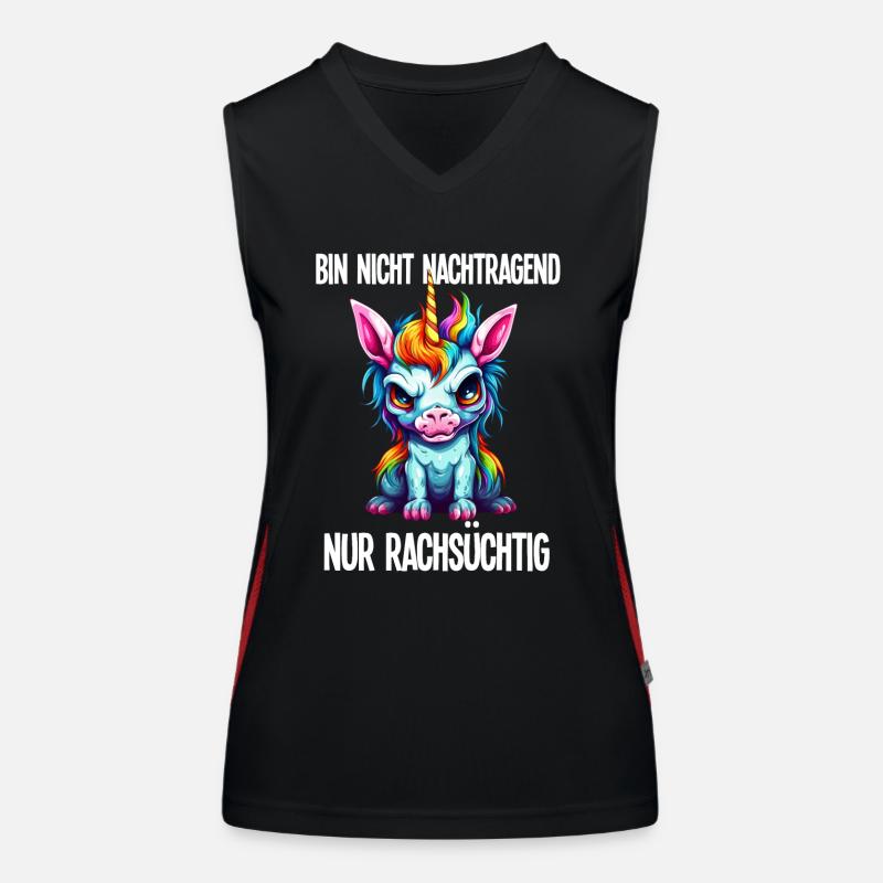Nicht Nachtragend - Rachsüchtig Buntes Einhorn Funktionelles Kontrast-Tank Top für Frauen