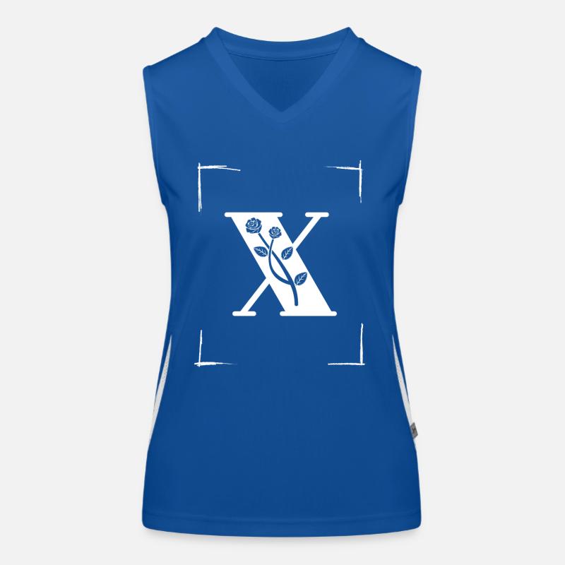 letter X initial Women's Functional Contrast Tank Top
