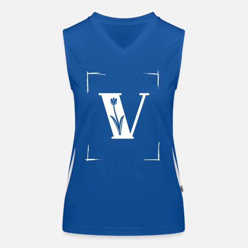 letter V initial Women's Functional Contrast Tank Top