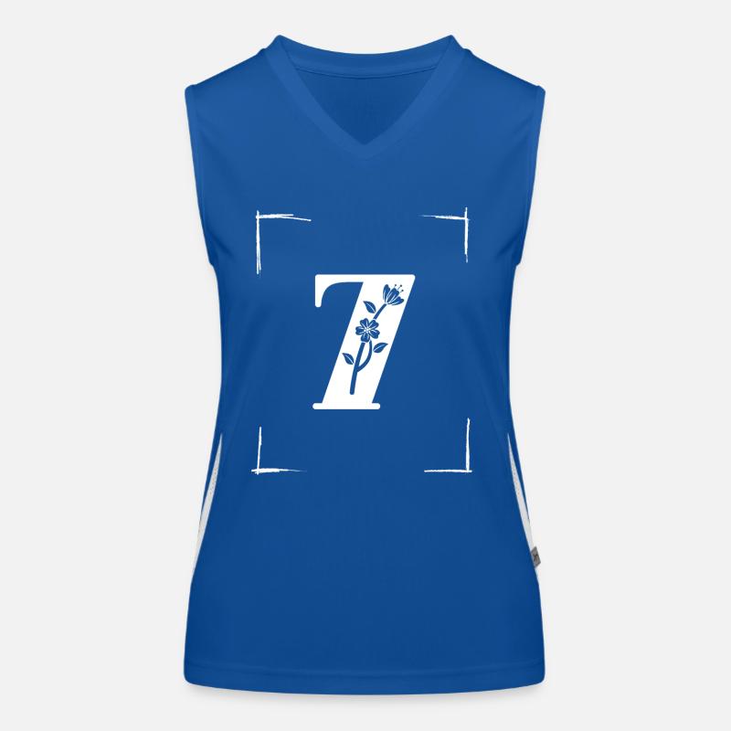 number 7 initial Women's Functional Contrast Tank Top