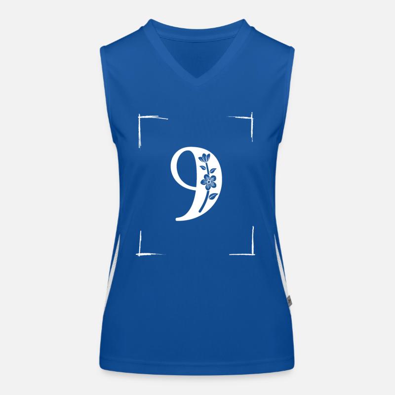 number 9 initial Women's Functional Contrast Tank Top