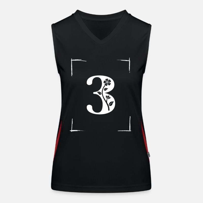 number 3 initial - Women's Functional Contrast Tank Top - black/red