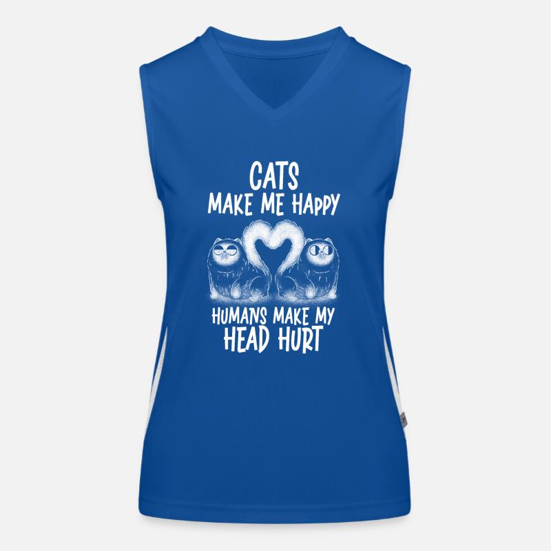 Cats Make Me Happy Human Make My Head Hurt Women's Functional Contrast Tank Top