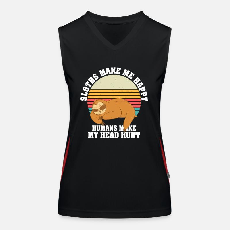 Faultiere machen mich glücklich Menschen machen mir den Kopf weh Funktionelles Kontrast-Tank Top für Frauen