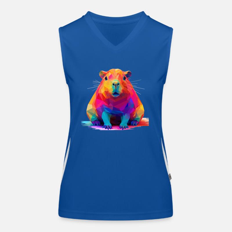 Capybara Low Polygon Design Funktionelles Kontrast-Tank Top für Frauen